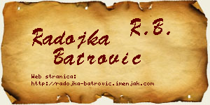 Radojka Batrović vizit kartica